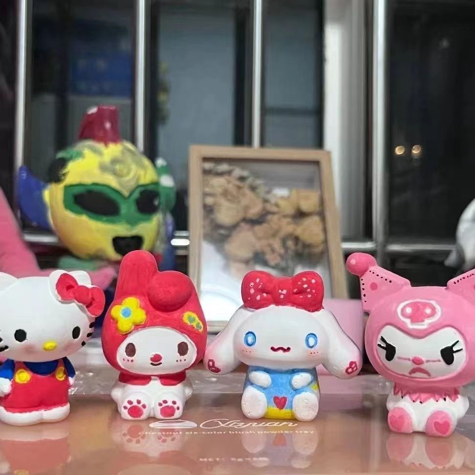 【 2.5W people's collection 】Get 12 at once, in groups of 12， TIKTOP popular gypsum doll, painted graffiti, painted Kulomi Melody couple completes desktop decoration together