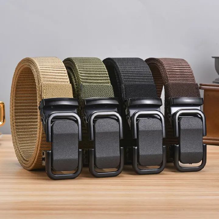 Canvas belt, men's automatic buckle, trendy men's military training belt, middle-aged and young outdoor casual denim workwear, pants belt, new style