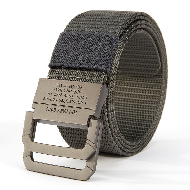 120cm Double loop nylon belt 3.8cm alloy buckle men's Korean canvas woven denim belt