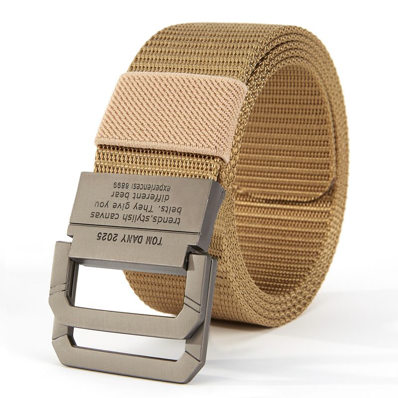 120cm Double loop nylon belt 3.8cm alloy buckle men's Korean canvas woven denim belt