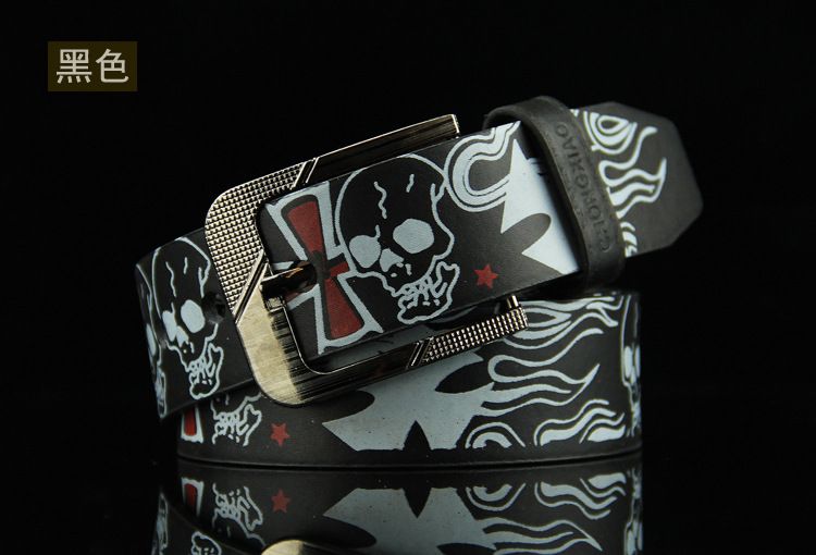 110cm New Skull Head Men's Belt Women's Decorative Belt Student Youth Jeans Belt