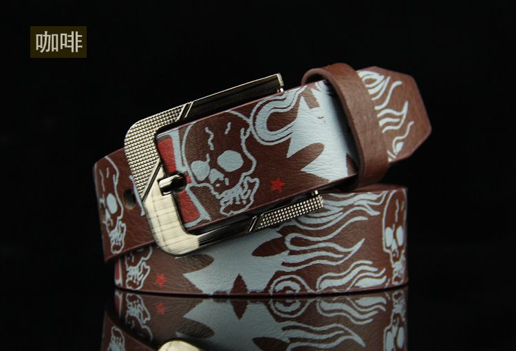 110cm New Skull Head Men's Belt Women's Decorative Belt Student Youth Jeans Belt