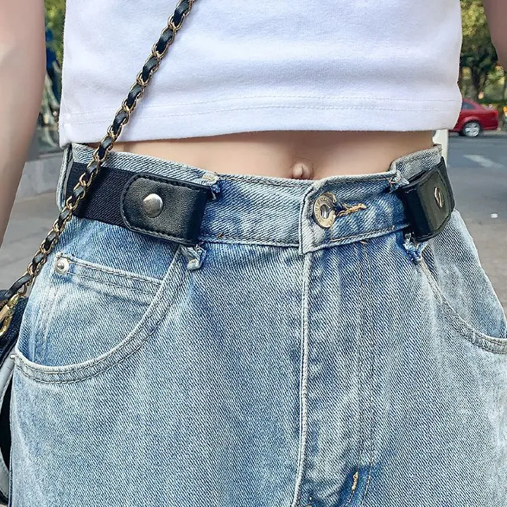 Lazy Belt Invisible Women's Seamless Versatile Stretch Belt Elasticated Jeans Women's Non-Punch Belt