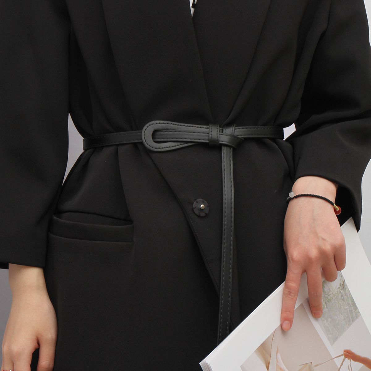 Thin belt, women's versatile, knotted, embellished, belt, fashion coat with dress, sweater, waist tie