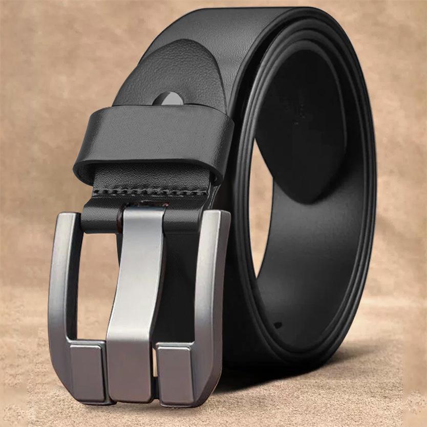 120cm New Belt PU Men's Belt Real Cow Leather Belt Casual Versatile Men's Pin Buckle Belt