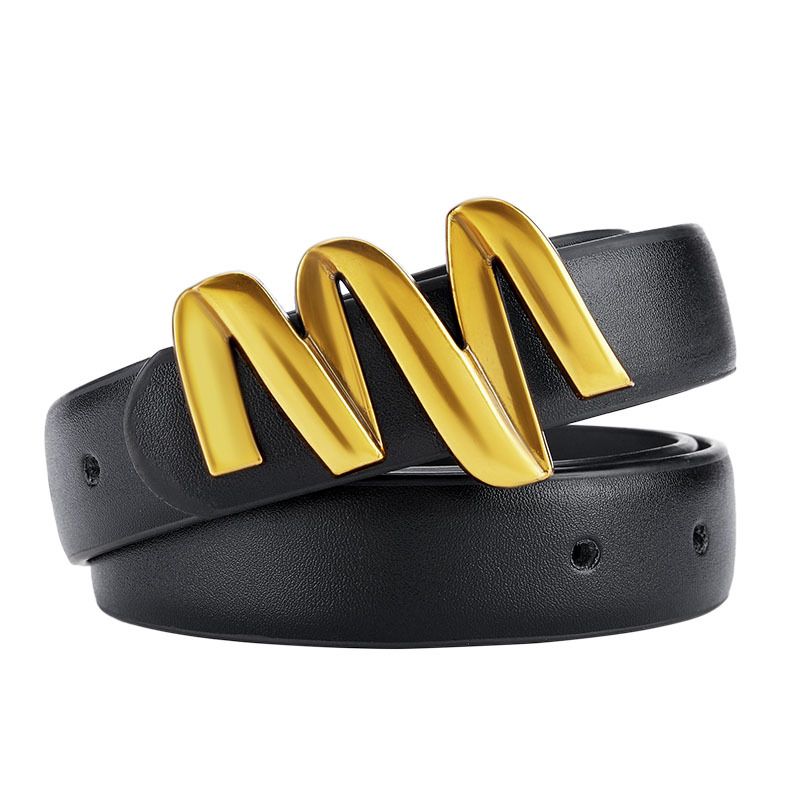 Belt women's new M buckle fashion and versatile trend ins style Korean version of the black belt with jeans belt