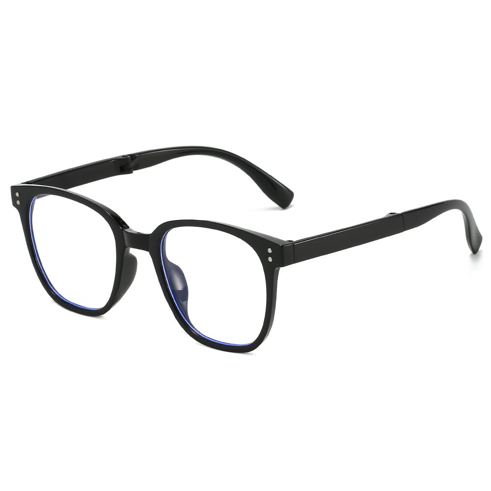 Folding glasses, fashionable, high-definition, anti-blue, anti-fatigue, portable men's and women's plain makeup glasses