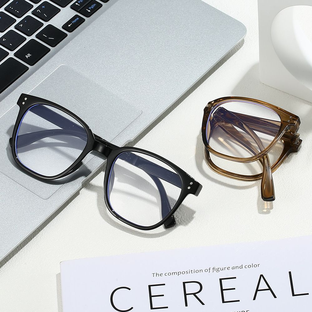 Folding glasses, fashionable, high-definition, anti-blue, anti-fatigue, portable men's and women's plain makeup glasses