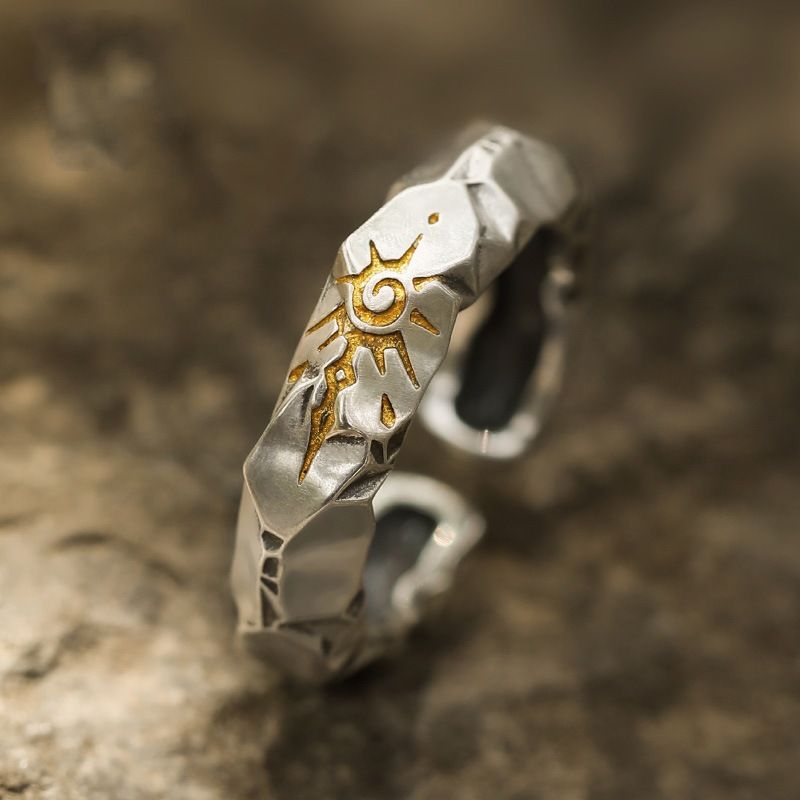 "Wishing Stone" self-discipline ring, trendy brand silver jewelry for men, Thai silver high-end sense men's men's unique men's ring