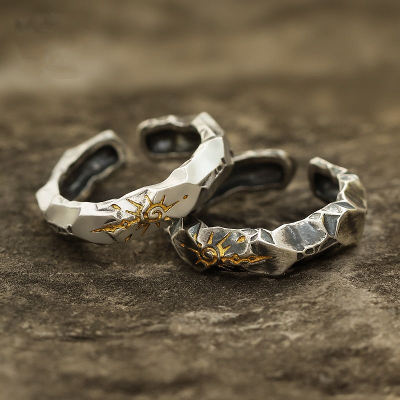 "Wishing Stone" self-discipline ring, trendy brand silver jewelry for men, Thai silver high-end sense men's men's unique men's ring