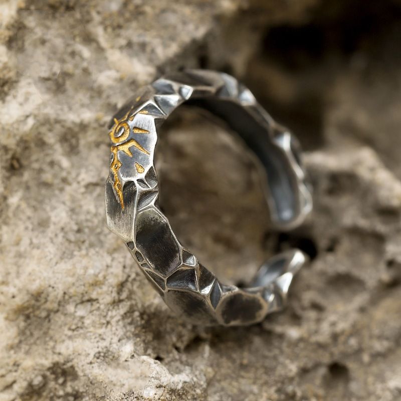 "Wishing Stone" self-discipline ring, trendy brand silver jewelry for men, Thai silver high-end sense men's men's unique men's ring