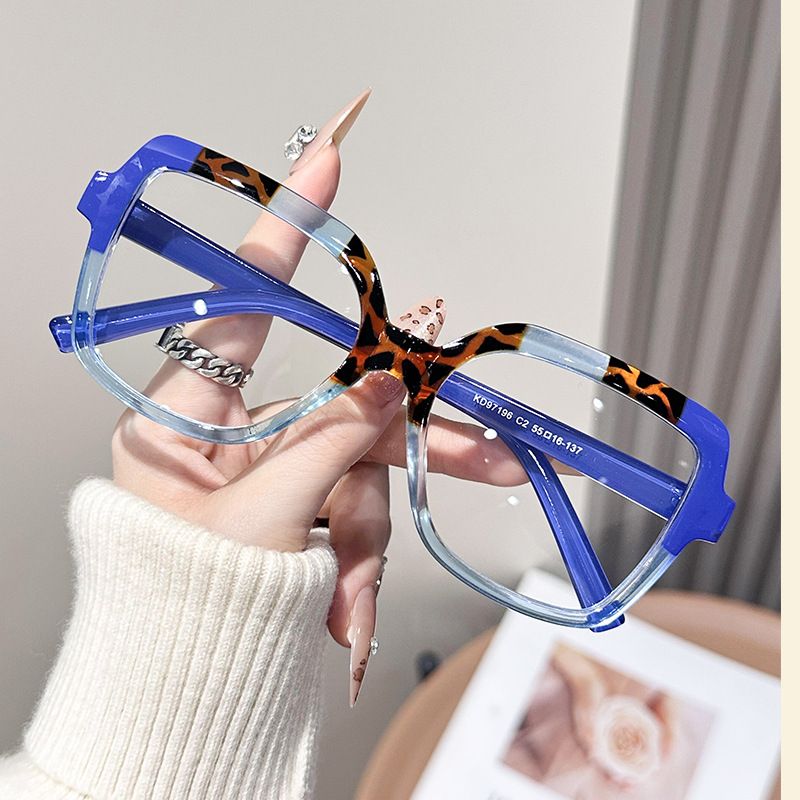 Square frame contrast anti-blue light glasses frame ins fashion large frame trend flat mirror personality European and American style new frames