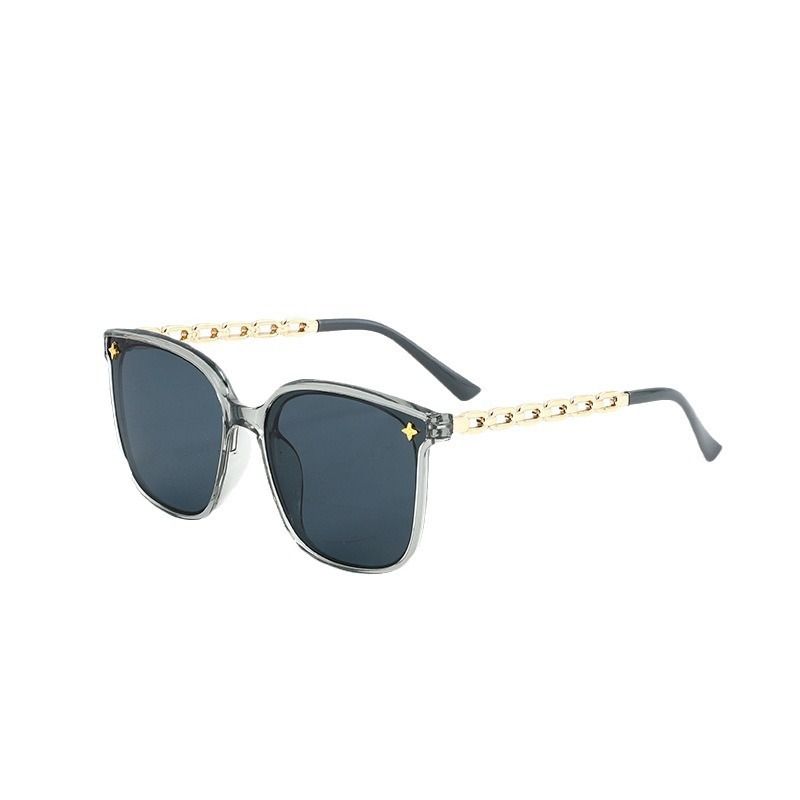 Unisex Square Chain Decor Sunglasses Four Star Ornament UV400 Anti UV Face Slimming Driving Outdoor Korean Shades