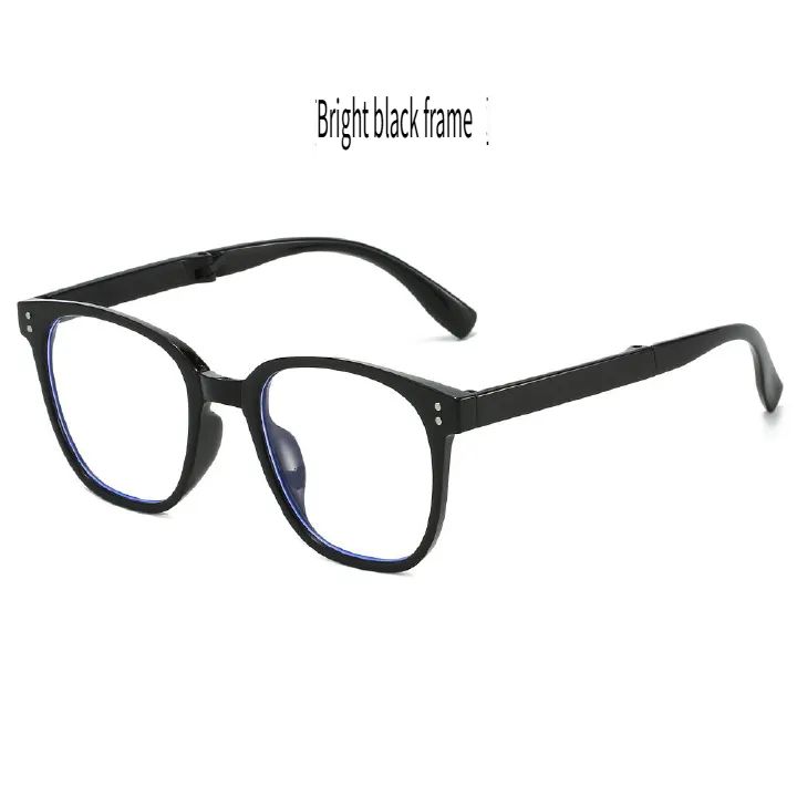 Folding glasses, fashionable, high-definition, anti-blue, anti-fatigue, portable men's and women's plain makeup glasses