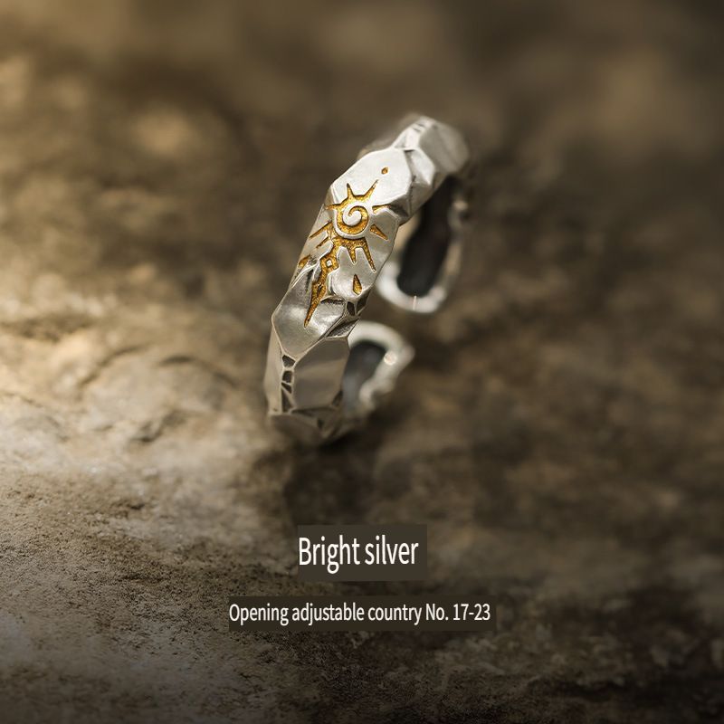 "Wishing Stone" self-discipline ring, trendy brand silver jewelry for men, Thai silver high-end sense men's men's unique men's ring