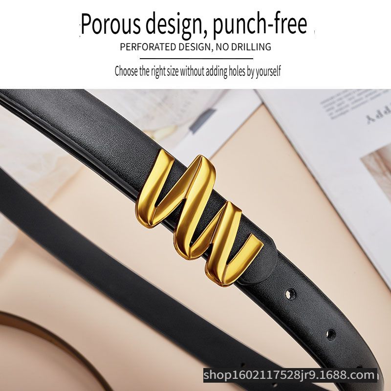 Belt women's new M buckle fashion and versatile trend ins style Korean version of the black belt with jeans belt