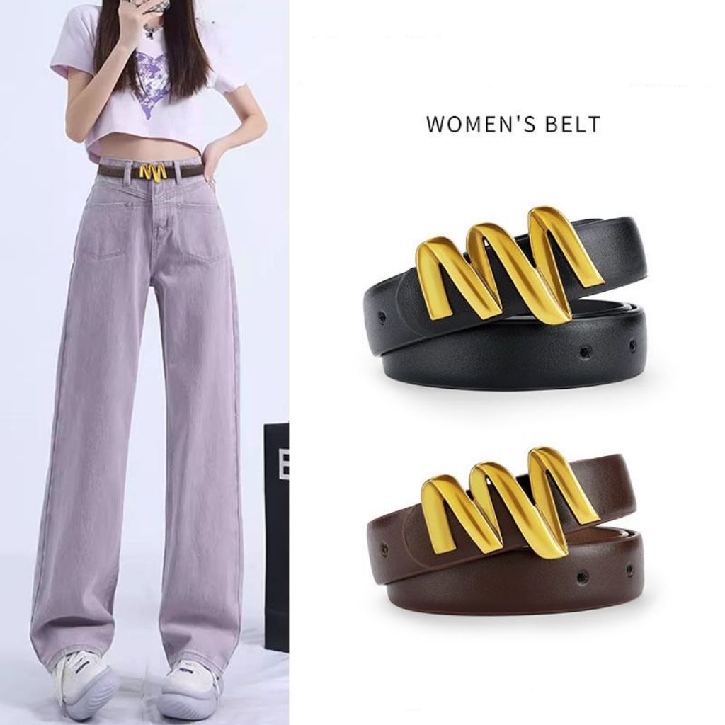 Belt women's new M buckle fashion and versatile trend ins style Korean version of the black belt with jeans belt