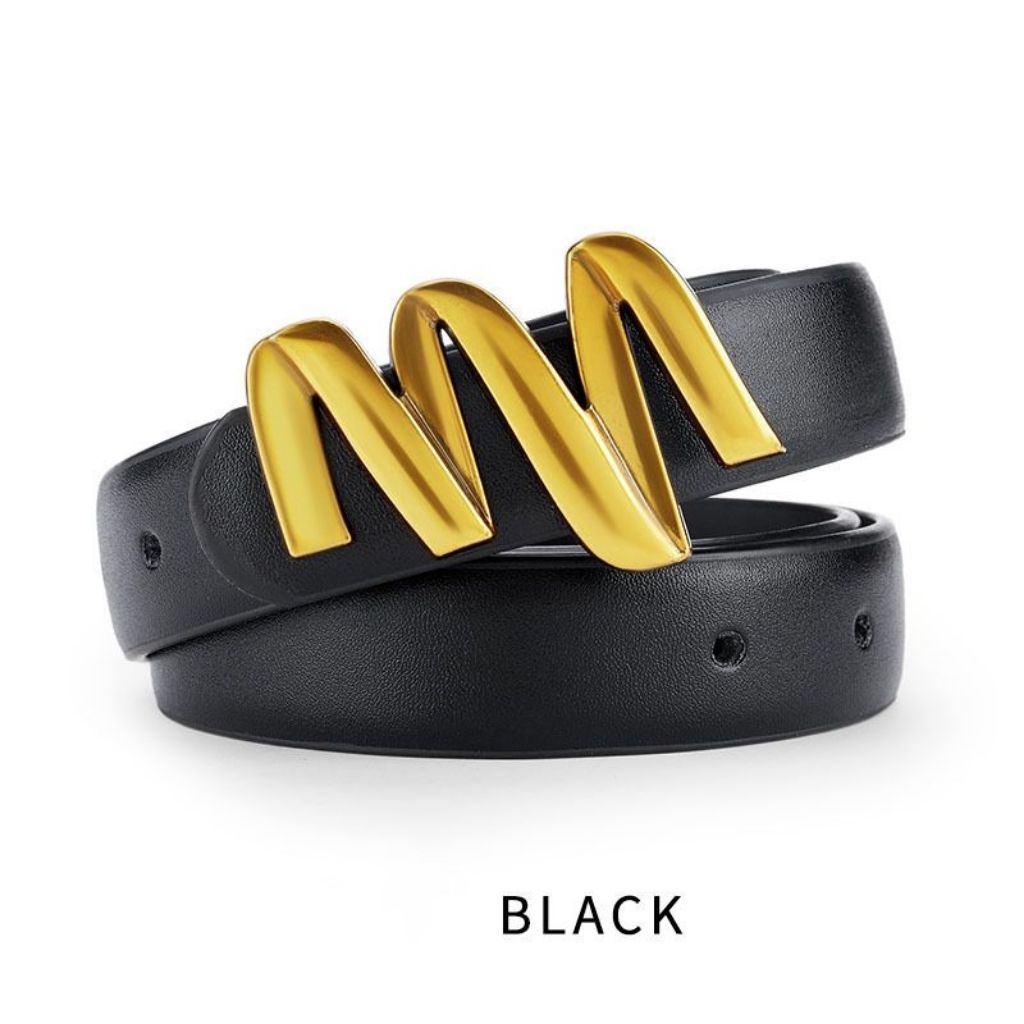 Belt women's new M buckle fashion and versatile trend ins style Korean version of the black belt with jeans belt