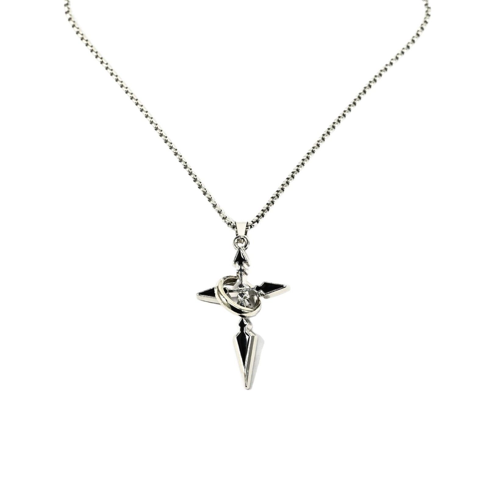 Rotatable Geometric Cross Pendant Necklace Titanium Steel Hip Hop Street Fashion Unisex Hoodie Chain For Men Women
