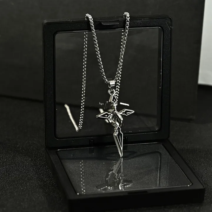 Rotatable Geometric Cross Pendant Necklace Titanium Steel Hip Hop Street Fashion Unisex Hoodie Chain For Men Women