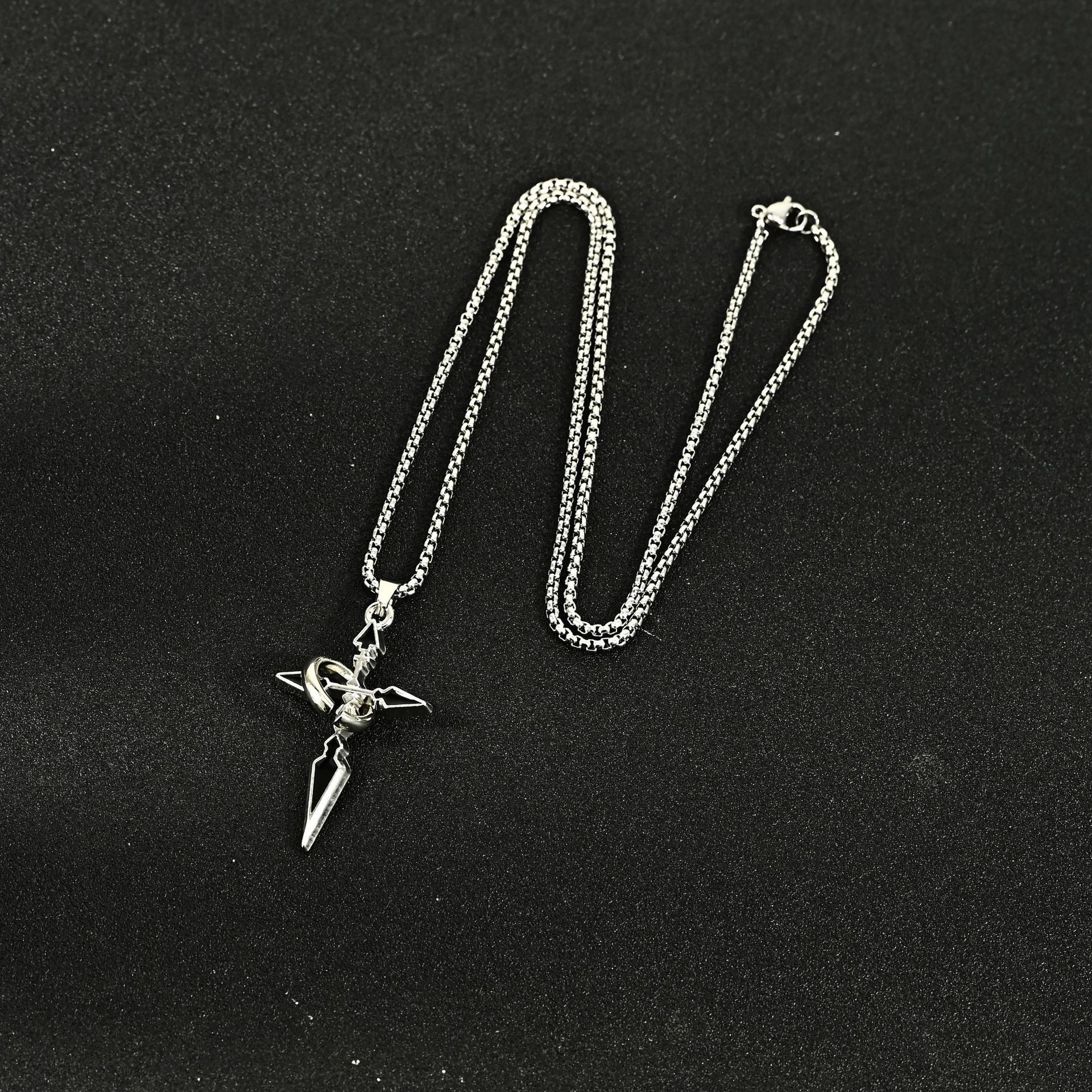 Rotatable Geometric Cross Pendant Necklace Titanium Steel Hip Hop Street Fashion Unisex Hoodie Chain For Men Women
