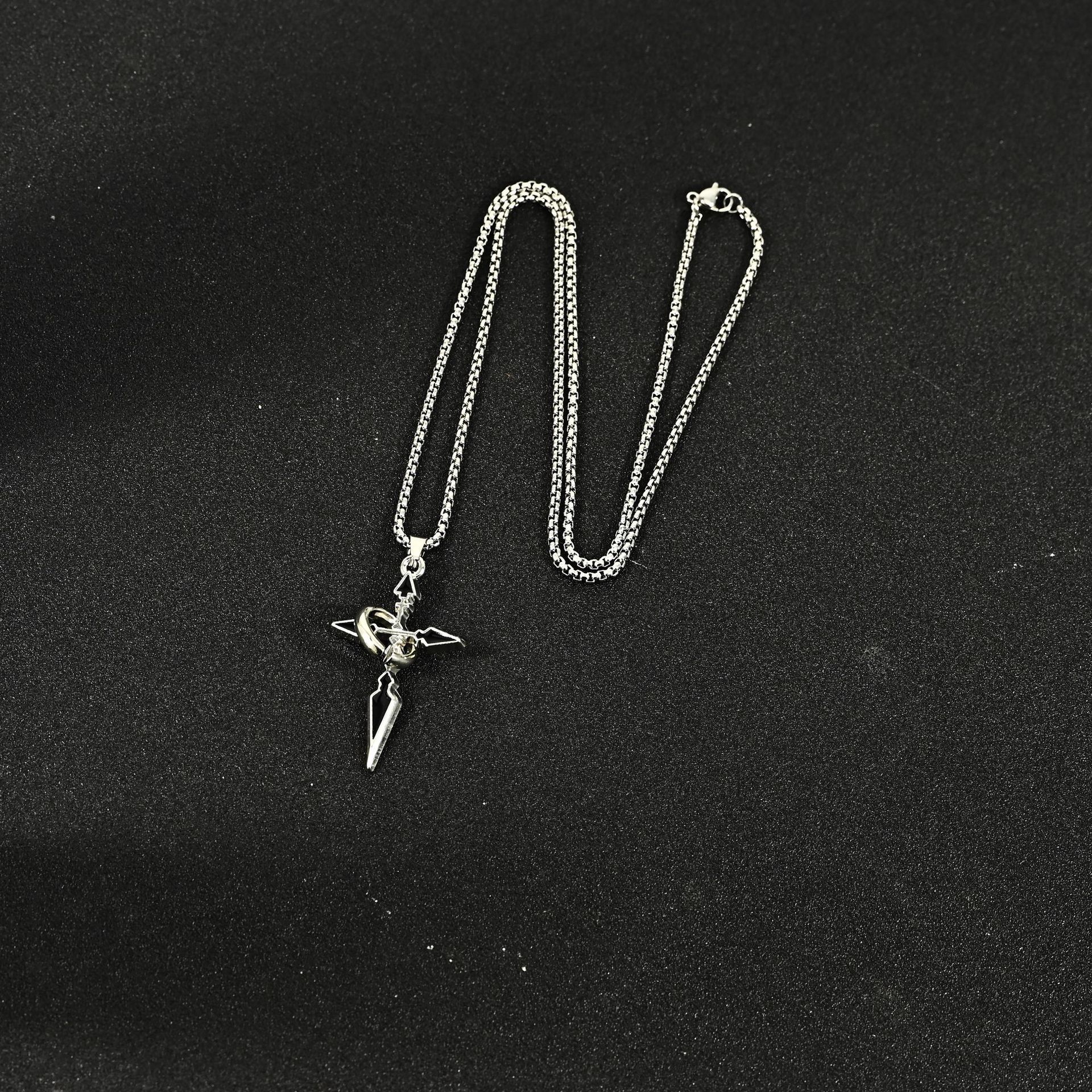 Rotatable Geometric Cross Pendant Necklace Titanium Steel Hip Hop Street Fashion Unisex Hoodie Chain For Men Women