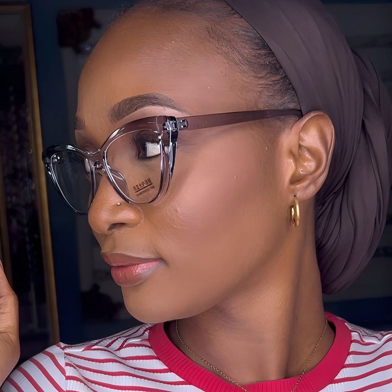 New Fashion Cat-Eye Color-Block Women's Blue-Light Blocking Flat Glasses, Cross-Border European and American Casual Protective Eyewear Frames, Compatible with Lenses