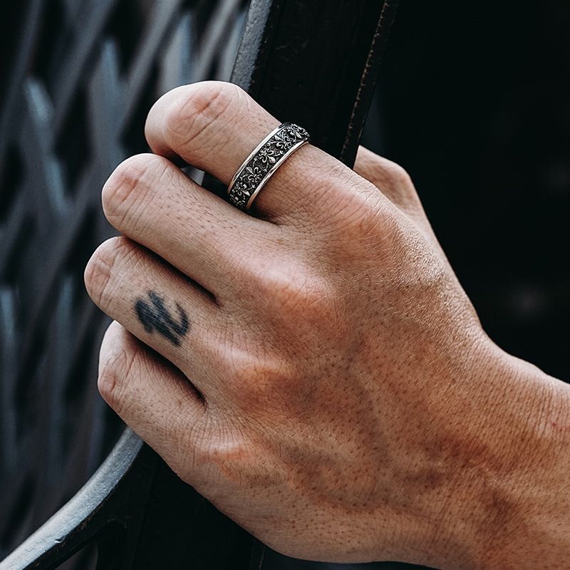 5pcs/set Diamond-studded SquareMinority Retro Fashion PersonalizedTitanium Steel Men Rings