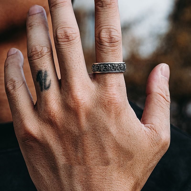 5pcs/set Diamond-studded SquareMinority Retro Fashion PersonalizedTitanium Steel Men Rings