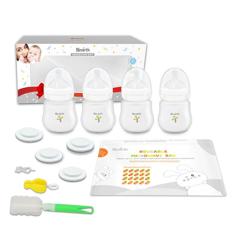 Bimirth White 12pcs Baby Milk Bottles 180ml 6oz Feeding Bottles Wide Mouth Multi-functional Gift Set