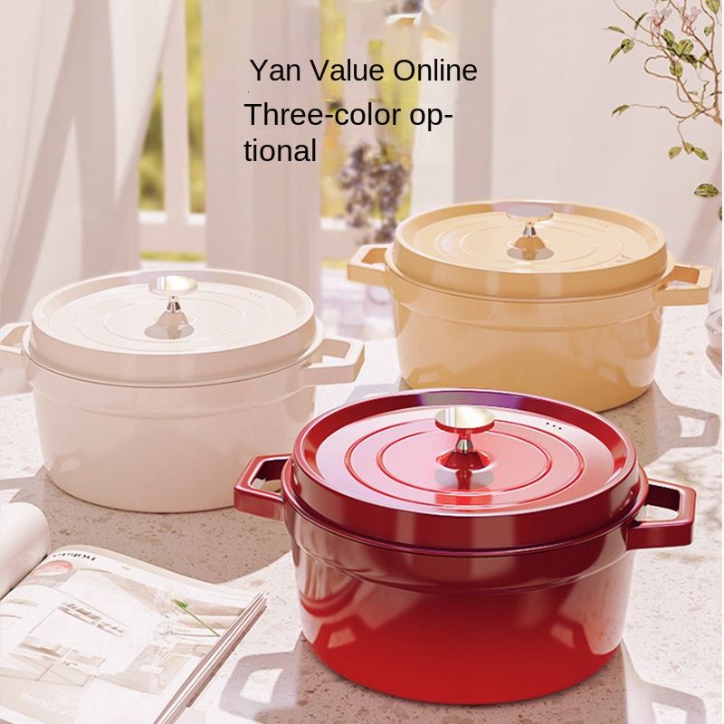 New enamel material household cast iron pot soup pot frying stew multi-functional pot soup pot