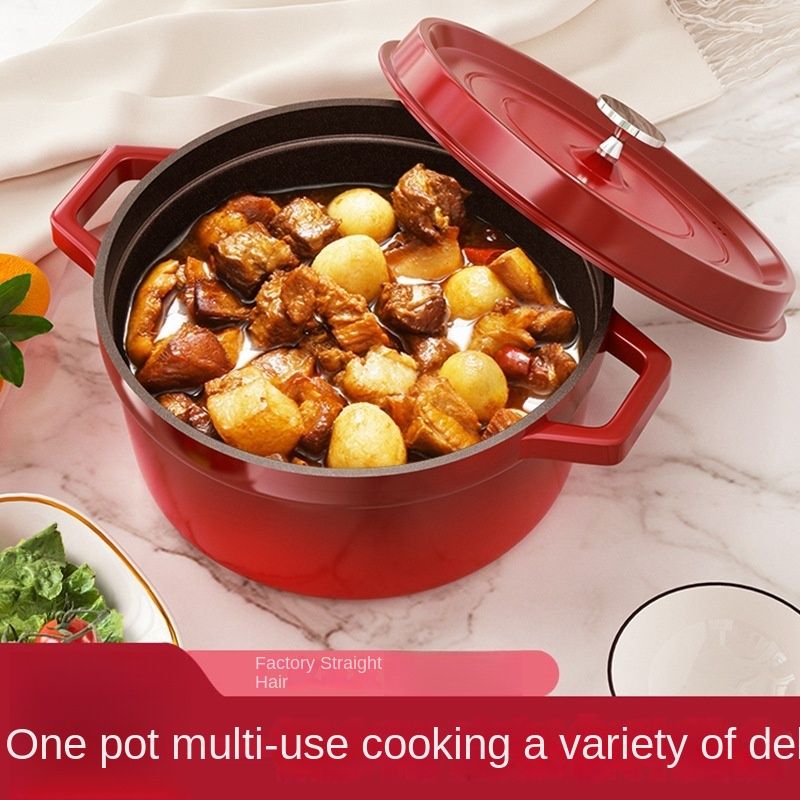 New enamel material household cast iron pot soup pot frying stew multi-functional pot soup pot