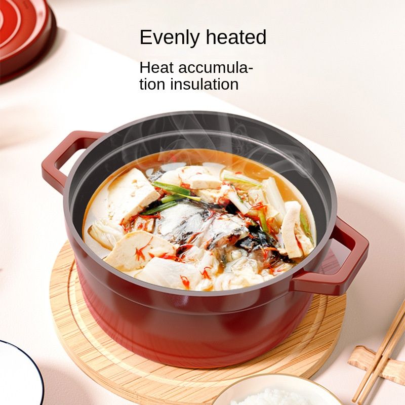 New enamel material household cast iron pot soup pot frying stew multi-functional pot soup pot