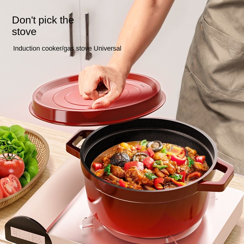 New enamel material household cast iron pot soup pot frying stew multi-functional pot soup pot