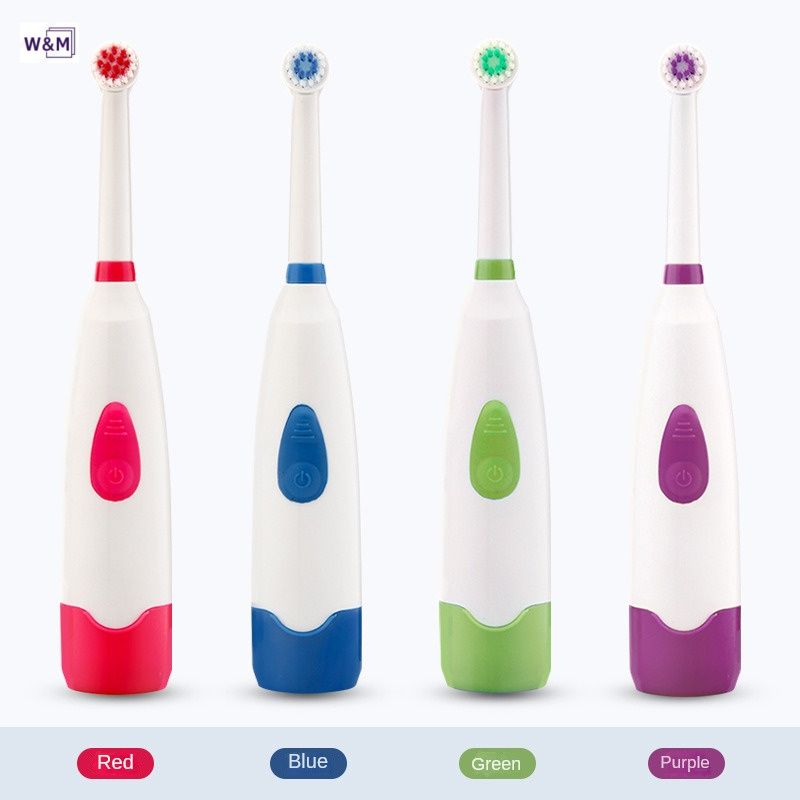 Universal battery mode Rotary brush head Shockproof and waterproof soft-bristled household electric toothbrush for children (4 colors)