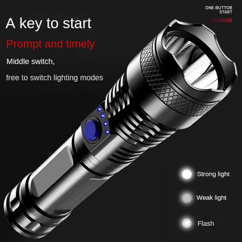 Home flashlight power display USB charging portable outdoor lighting camping flashlight