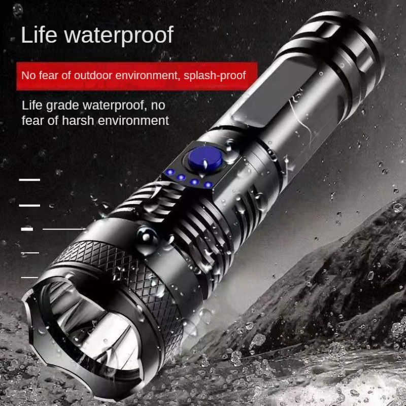 Home flashlight power display USB charging portable outdoor lighting camping flashlight