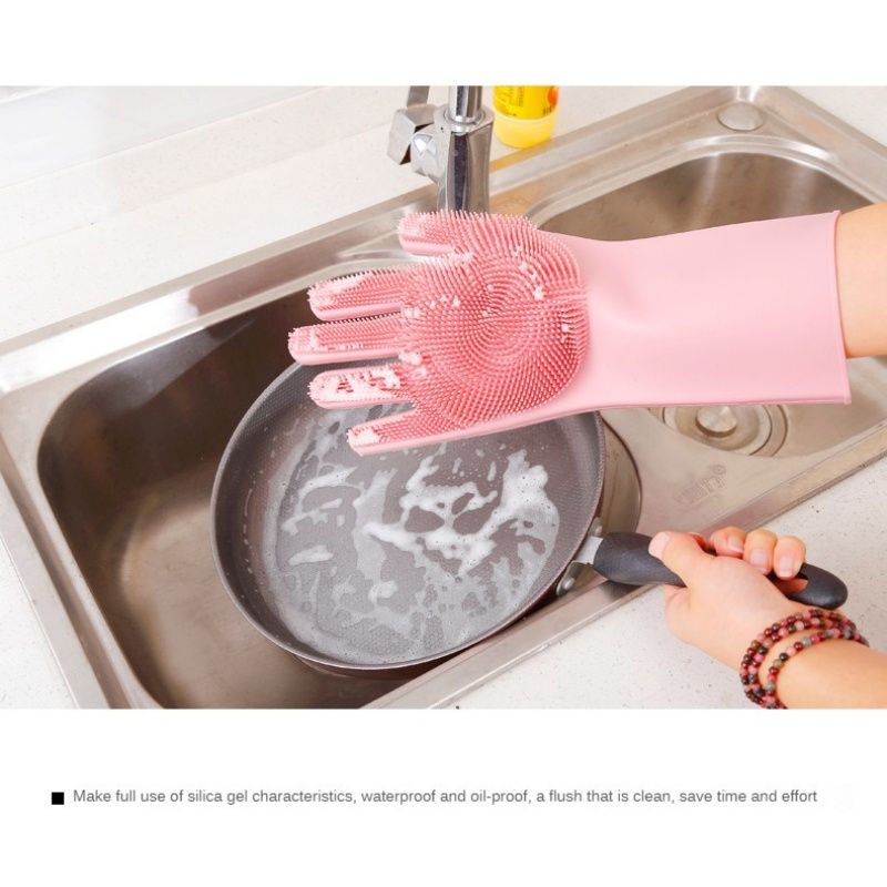 Silicone thick durable gloves with soft spines, anti-slip and anti-wear scrubbing kitchen gloves,each pair weight 120g,a good helper for you to wash and clean.