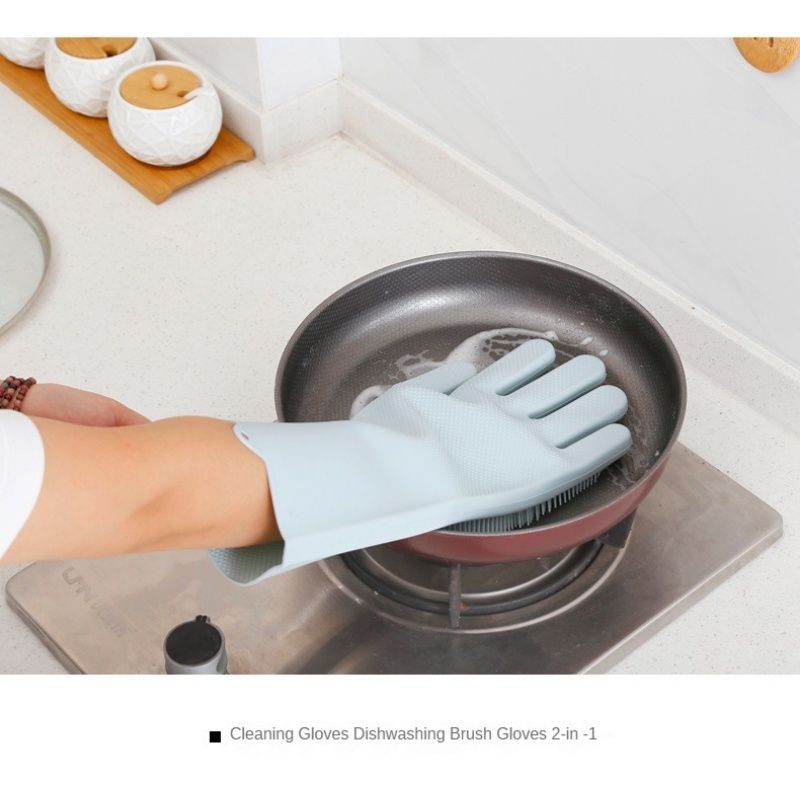 Silicone thick durable gloves with soft spines, anti-slip and anti-wear scrubbing kitchen gloves,each pair weight 120g,a good helper for you to wash and clean.