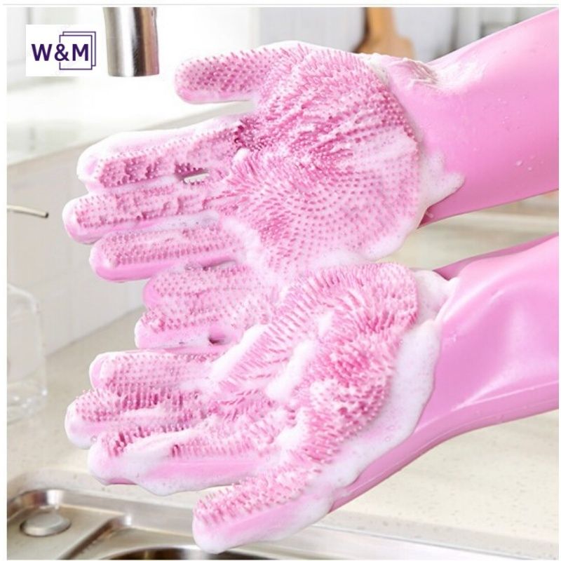 Silicone thick durable gloves with soft spines, anti-slip and anti-wear scrubbing kitchen gloves,each pair weight 120g,a good helper for you to wash and clean.