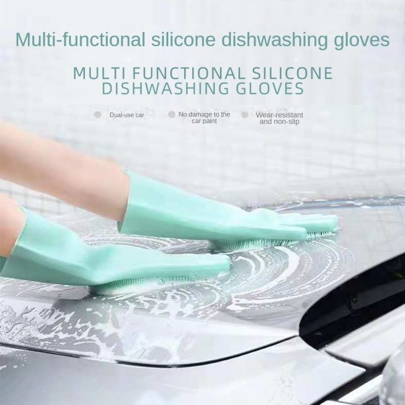 Silicone thick durable gloves with soft spines, anti-slip and anti-wear scrubbing kitchen gloves,each pair weight 120g,a good helper for you to wash and clean.