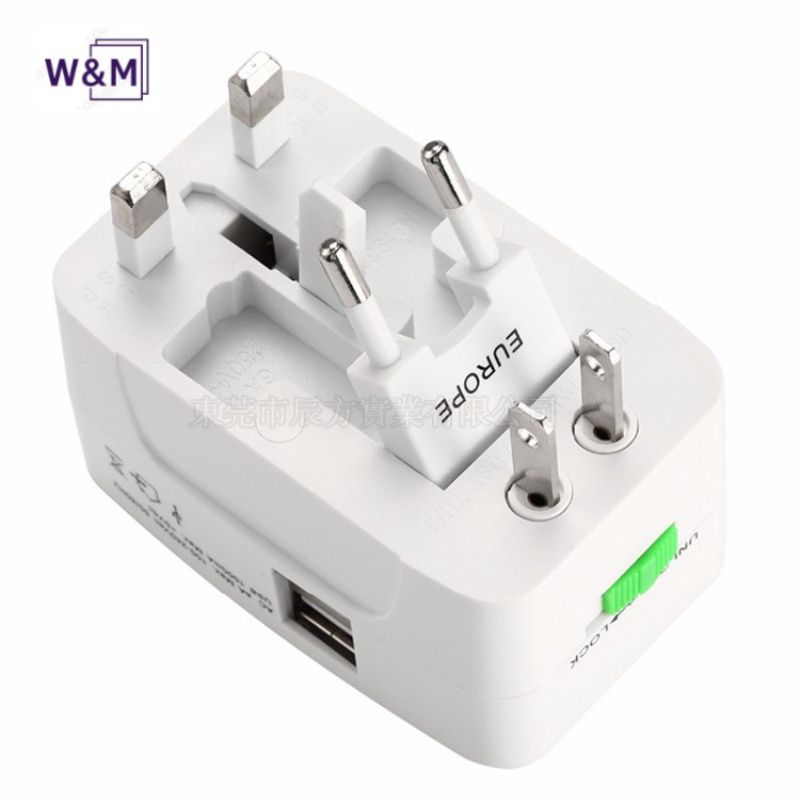 Global travel foreign travel electrical charging multi-function converter plug (including 2 USB ports), suitable for UK/EU/AU/US/CN