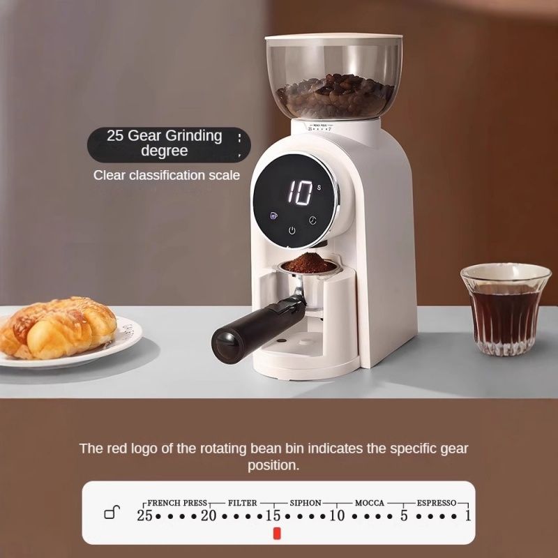 Commercial intelligent electric bean grinder Italian steel core small electric coffee bean grinder (suitable for cafes and restaurants)