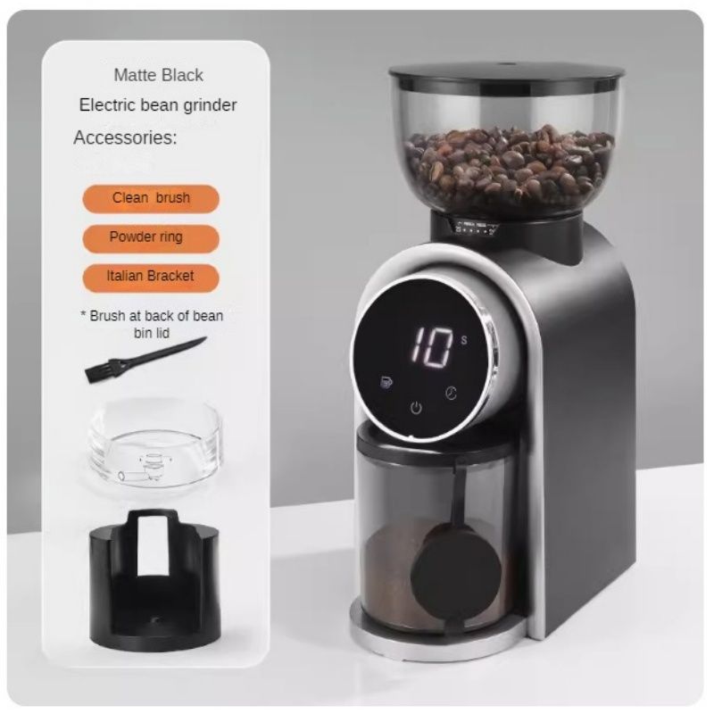 Commercial intelligent electric bean grinder Italian steel core small electric coffee bean grinder (suitable for cafes and restaurants)