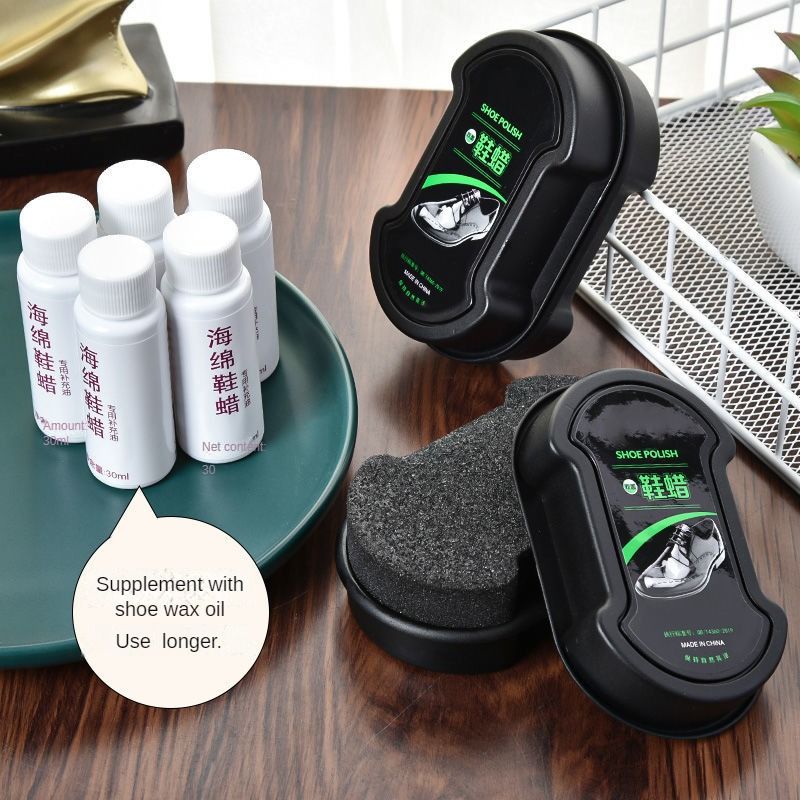 Leather shoes leather clothing leather goods maintenance and cleaning colourless shoe wax oil and shoe polish(sponge brush)