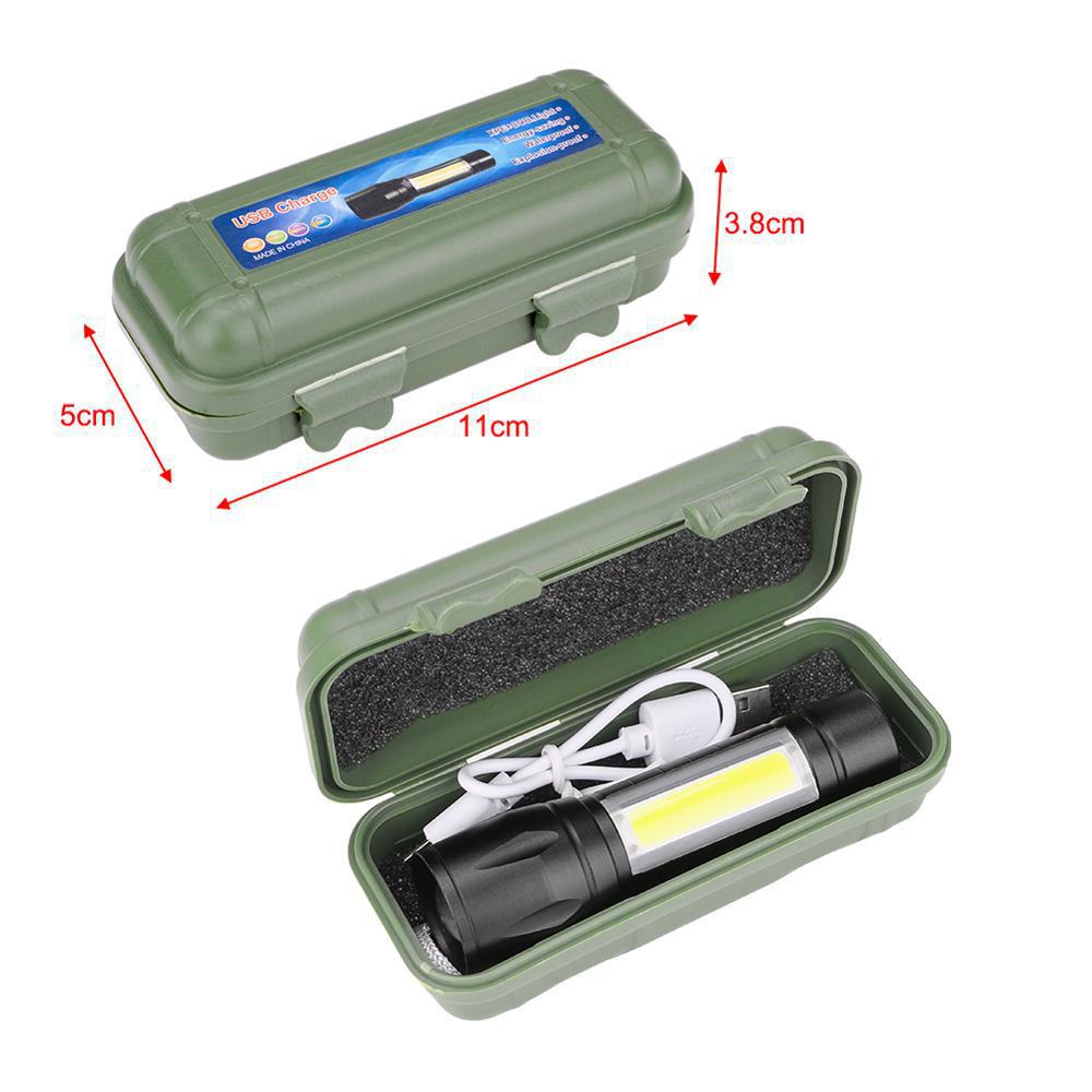 Multi-functional mini flashlight Strong light COB side light flashlight telescopic zoom LED portable flashlight