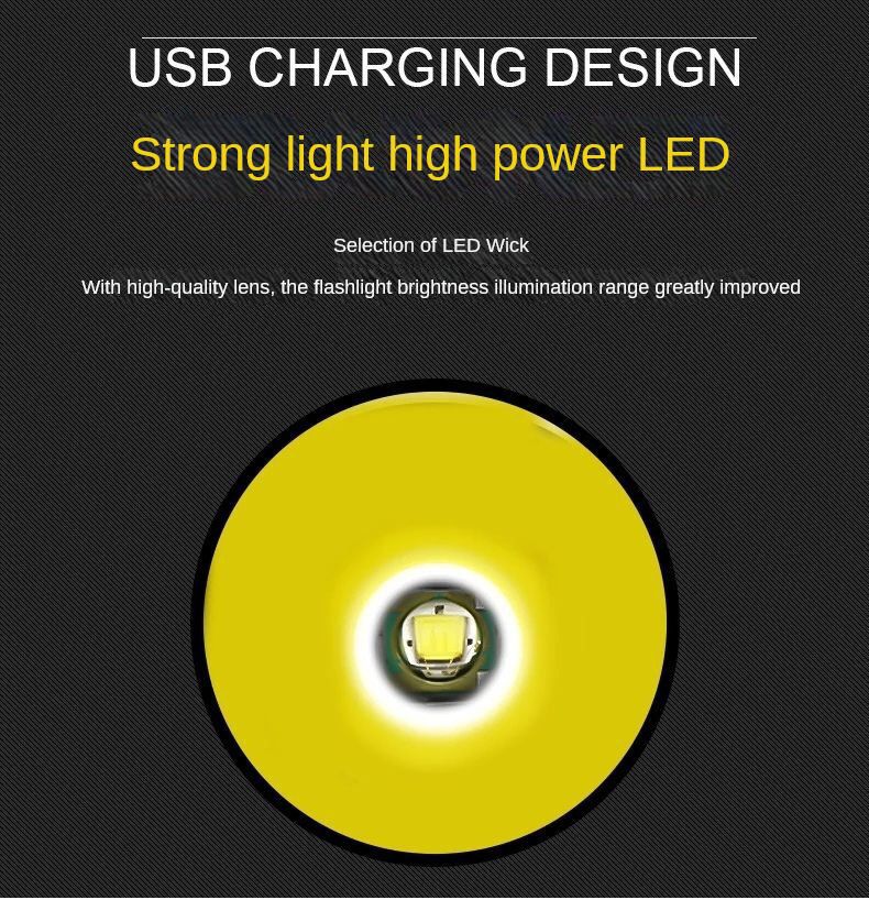 Multi-functional mini flashlight Strong light COB side light flashlight telescopic zoom LED portable flashlight