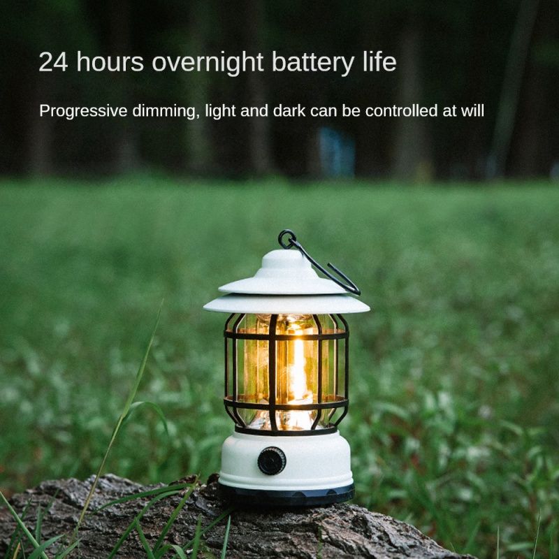 New Rechargeable style outdoor camping light portable camping camp light multi-functional charging tent retro lantern atmosphere light