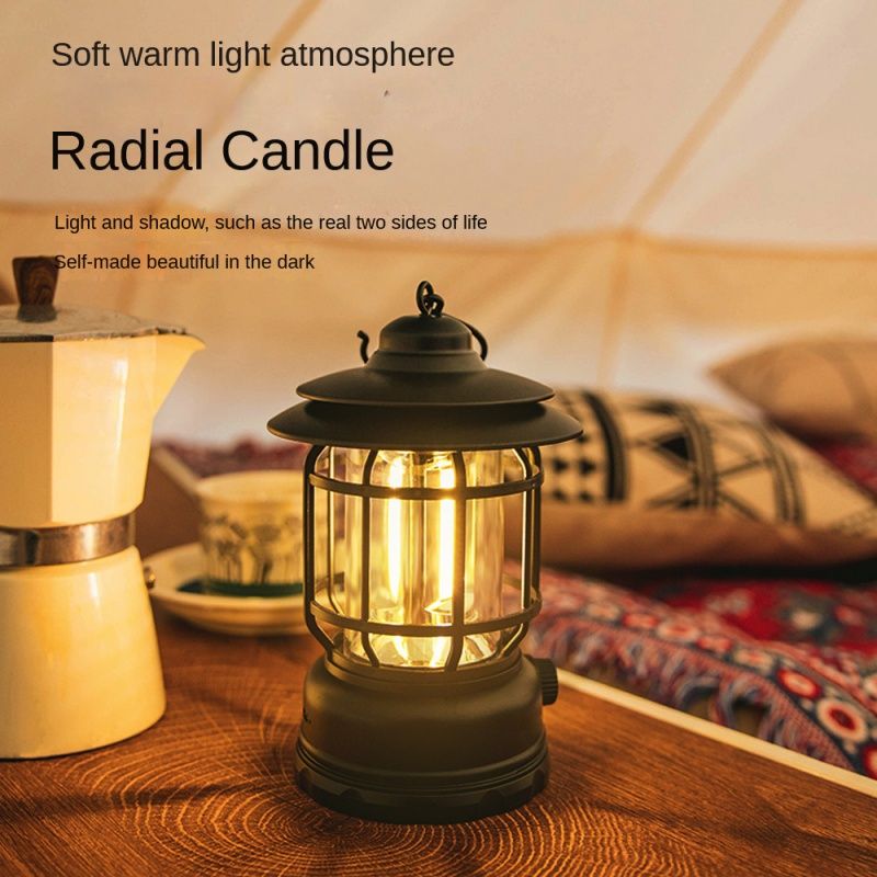 New Rechargeable style outdoor camping light portable camping camp light multi-functional charging tent retro lantern atmosphere light