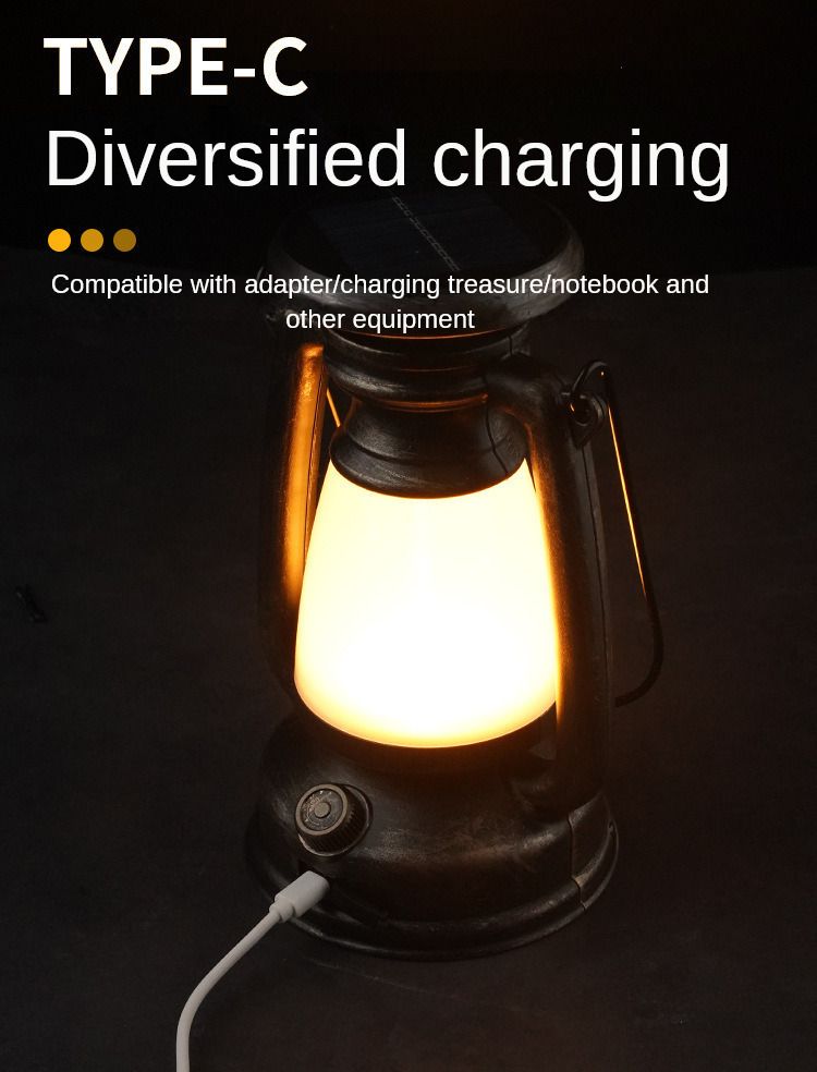Camping Courtyard Garden atmosphere LED lights Camping retro horse lights Outdoor rechargeable solar hand-held lanterns